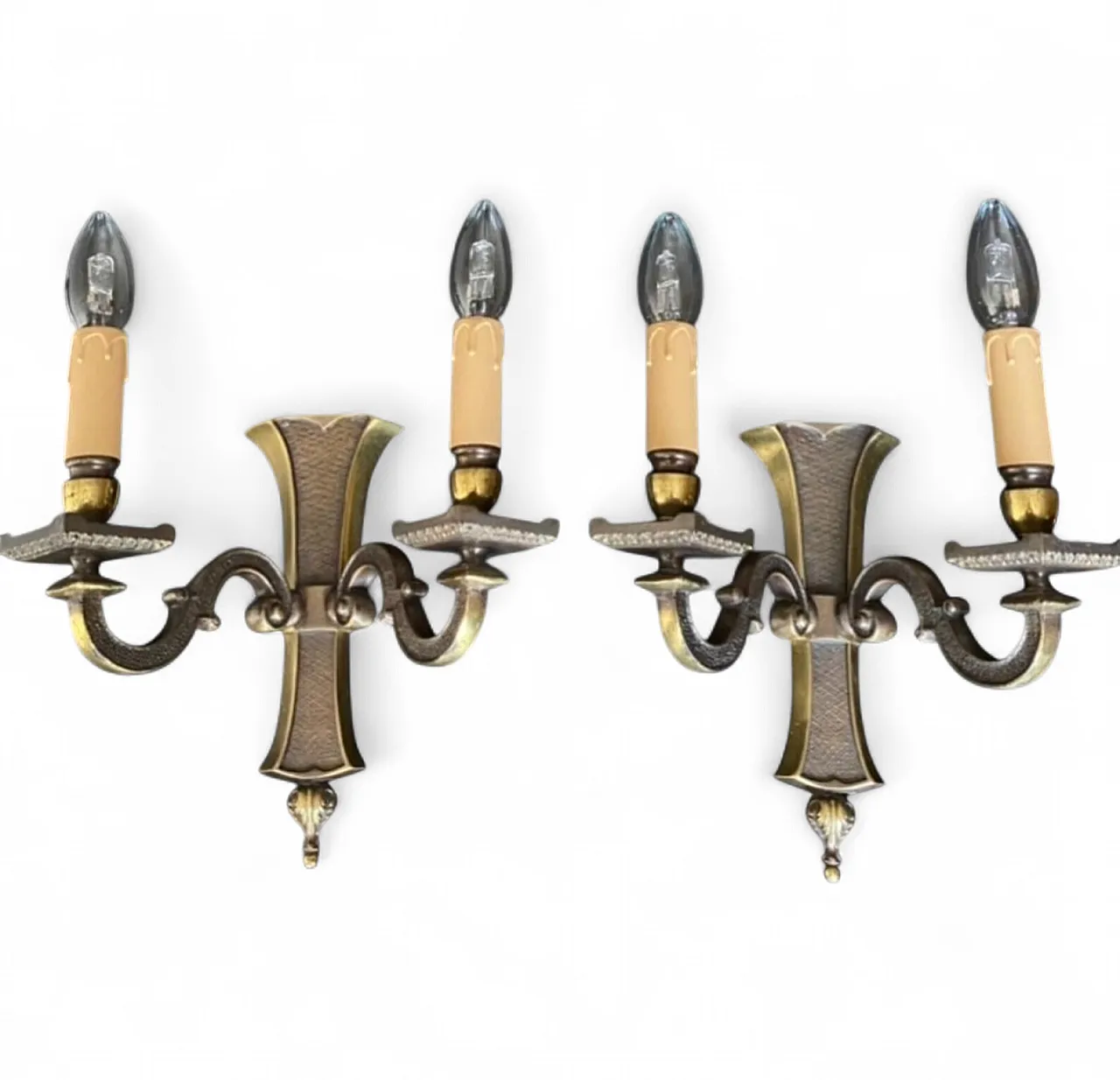 Coppia di applique antiche in bronzo, anni '50 8