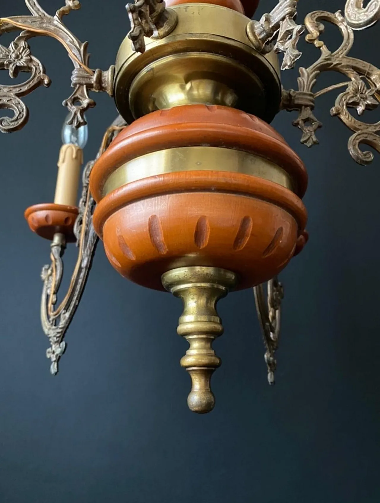 Lampadario in legno e metallo, anni '60 7
