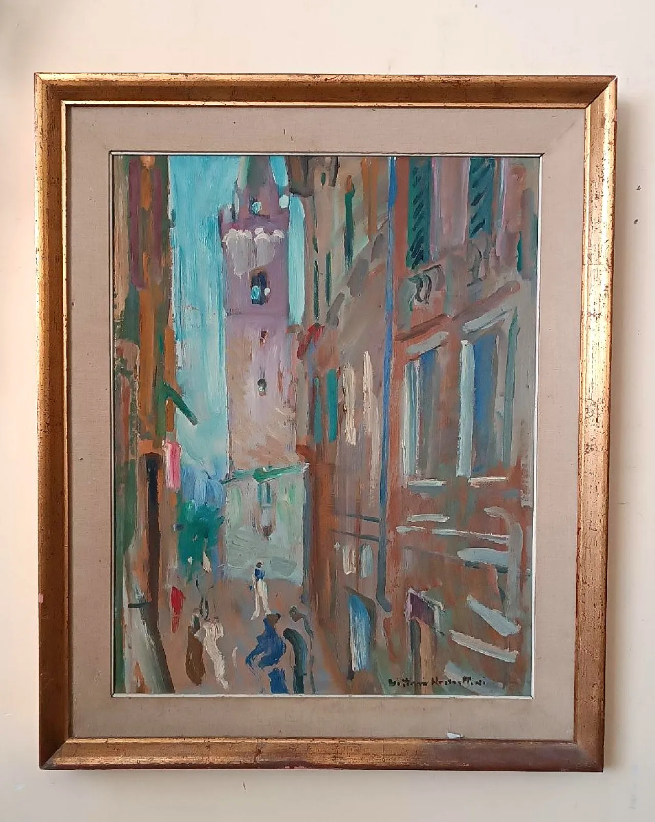 Painting by Vittorio Nomellini, oil on cardboard, 20th century 2