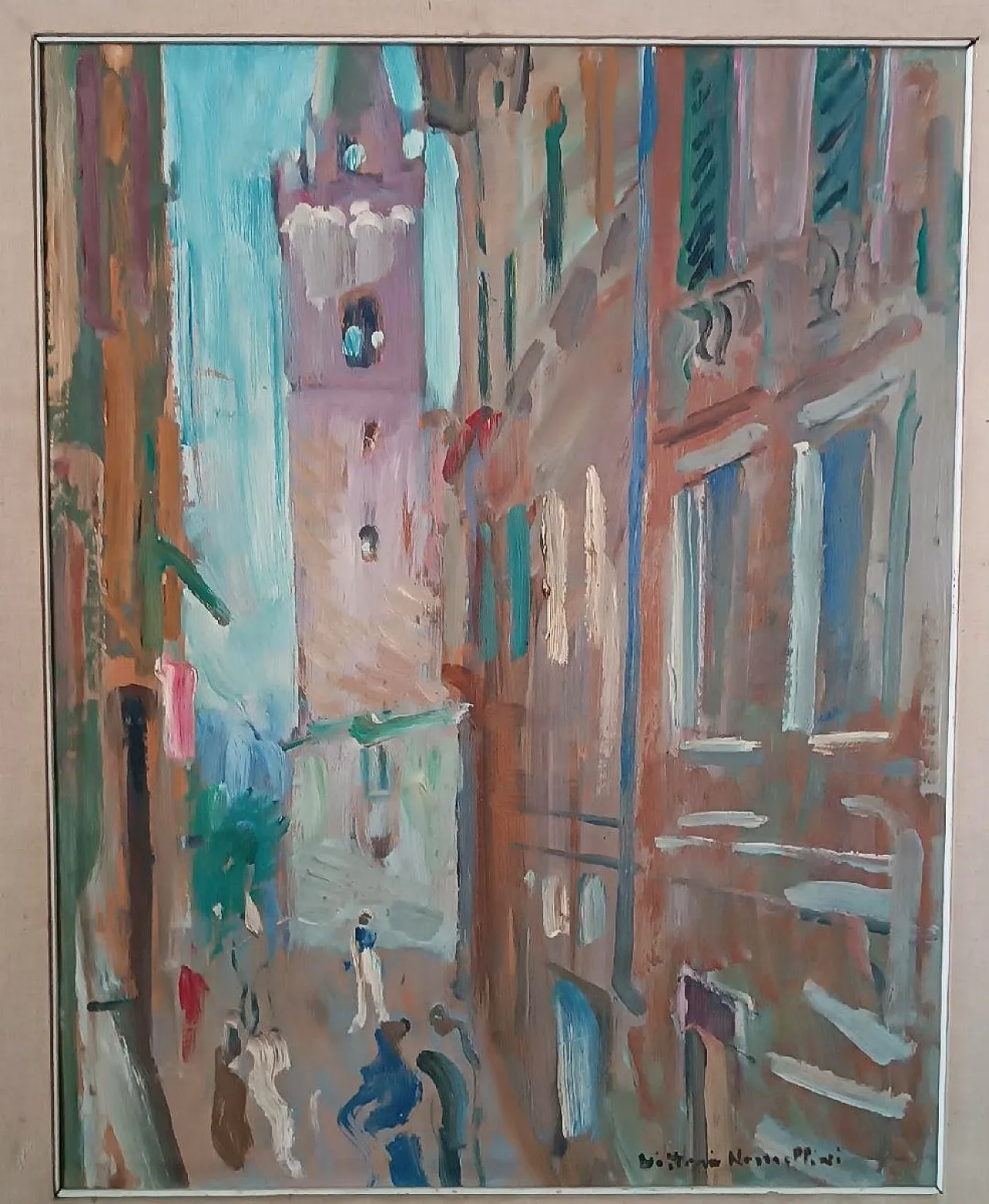 Painting by Vittorio Nomellini, oil on cardboard, 20th century 3