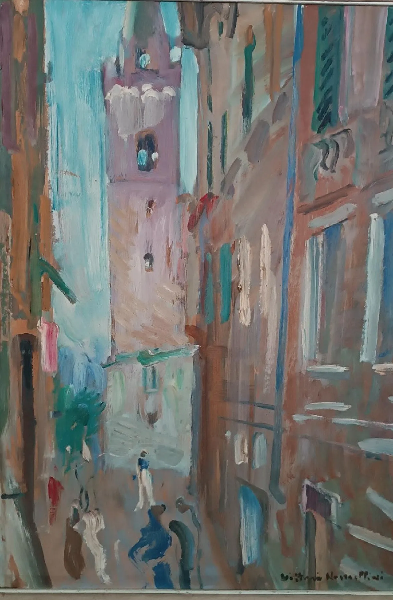 Painting by Vittorio Nomellini, oil on cardboard, 20th century 4