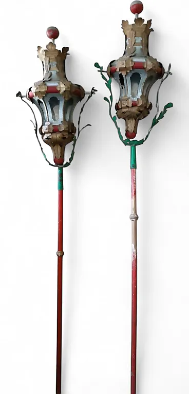 Pair of iron processional lanterns, early 19th century