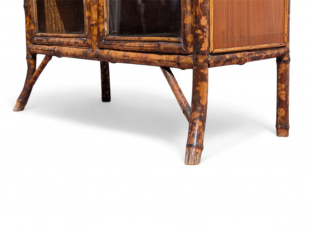 Antiqued painted bamboo wood display case, 1880 6