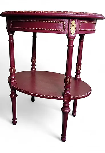 Neoclassical coffee table recovered and hand-painted, 20th century