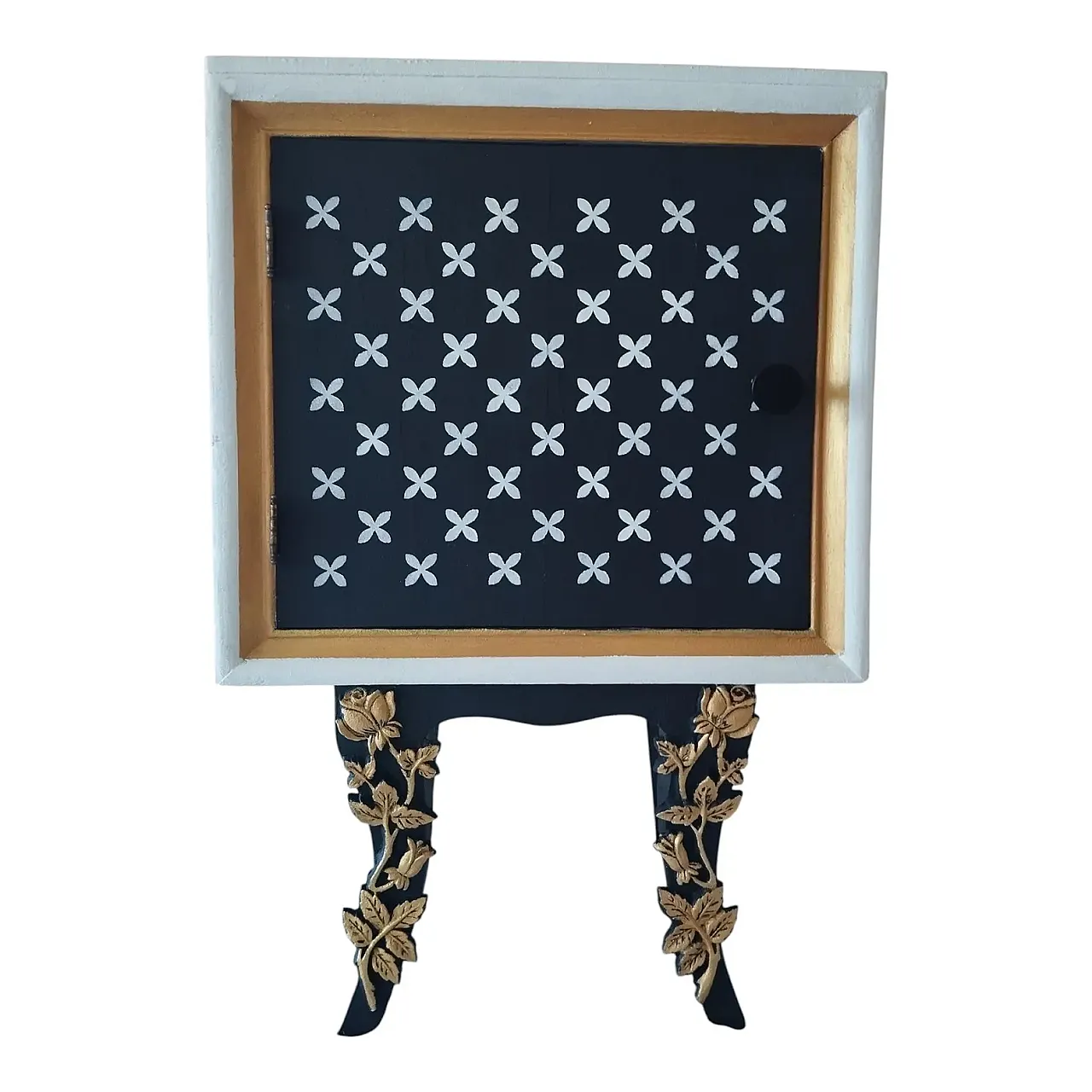 Recycled and hand-painted funky bedside table, 20th century 1