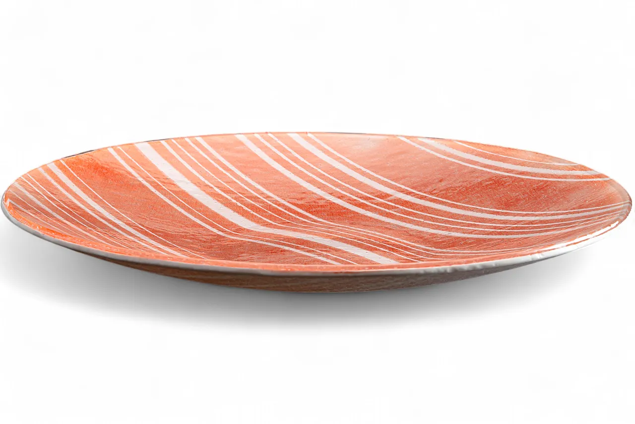 Red and White Glass Fusion Plate Italian Craftsmanship, 2000 8