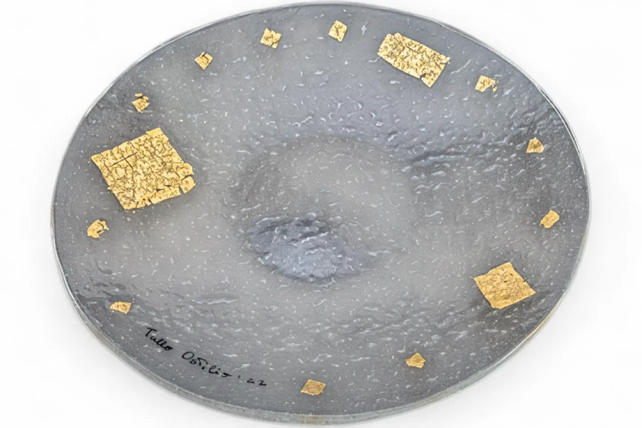 Tullio Ostilio glass fusion plate, Series VII King of Rome, 2000s 7