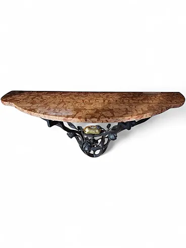 Hanging console table in metal and marble, 1960s