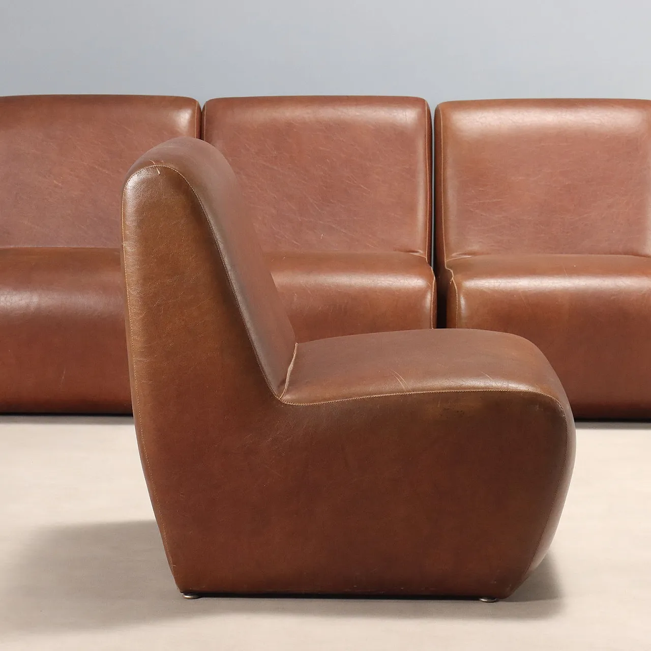 4 Modular seats in imitation leather, 1970s 4