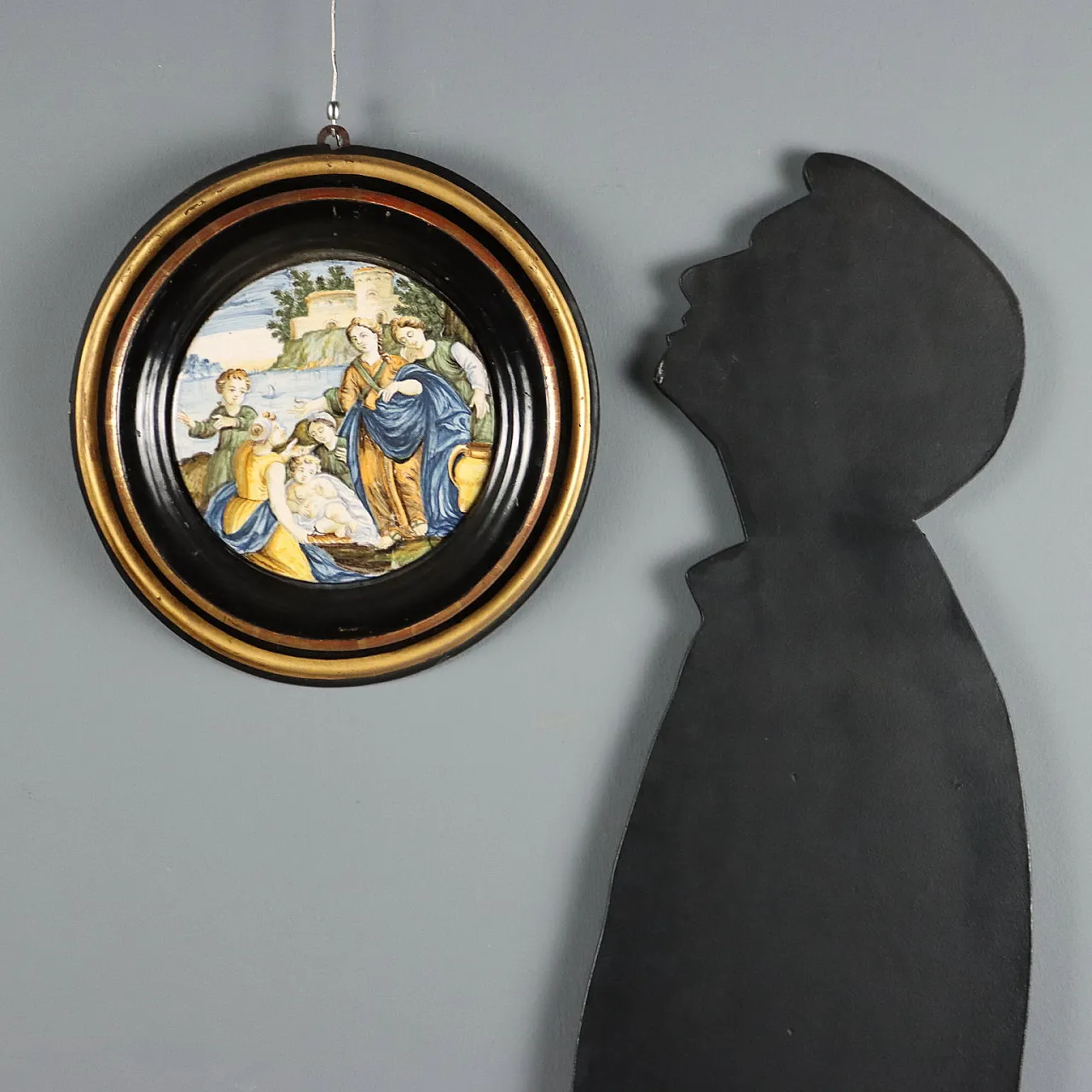 Moses Saved from the Waters in majolica, 19th century 2
