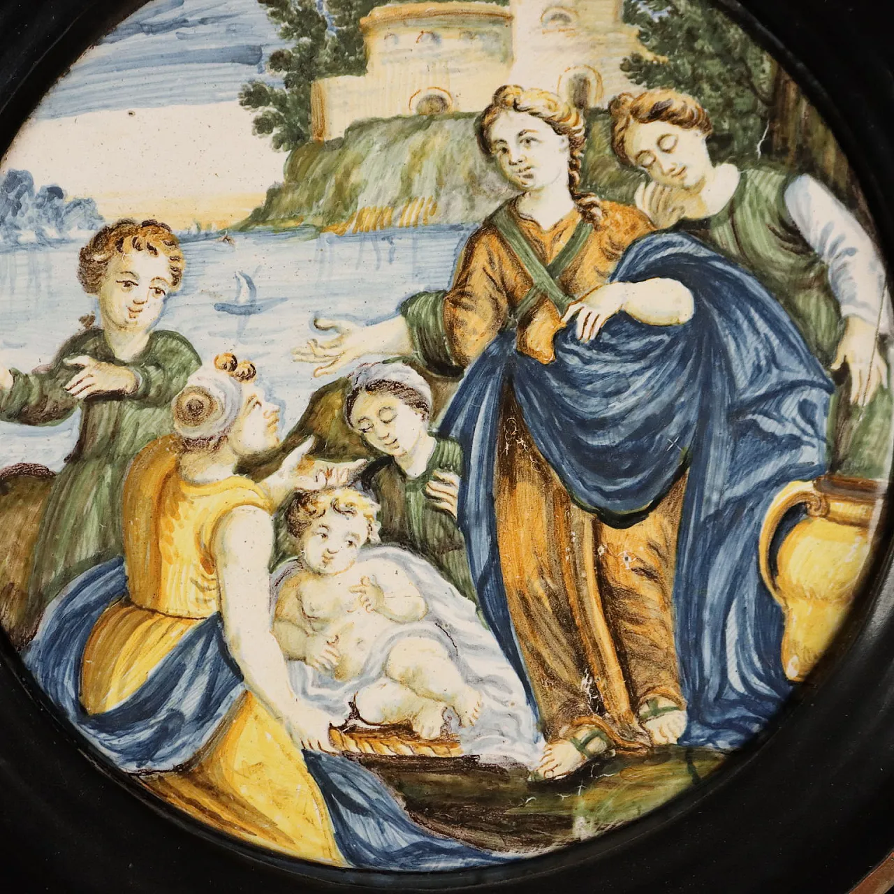Moses Saved from the Waters in majolica, 19th century 3