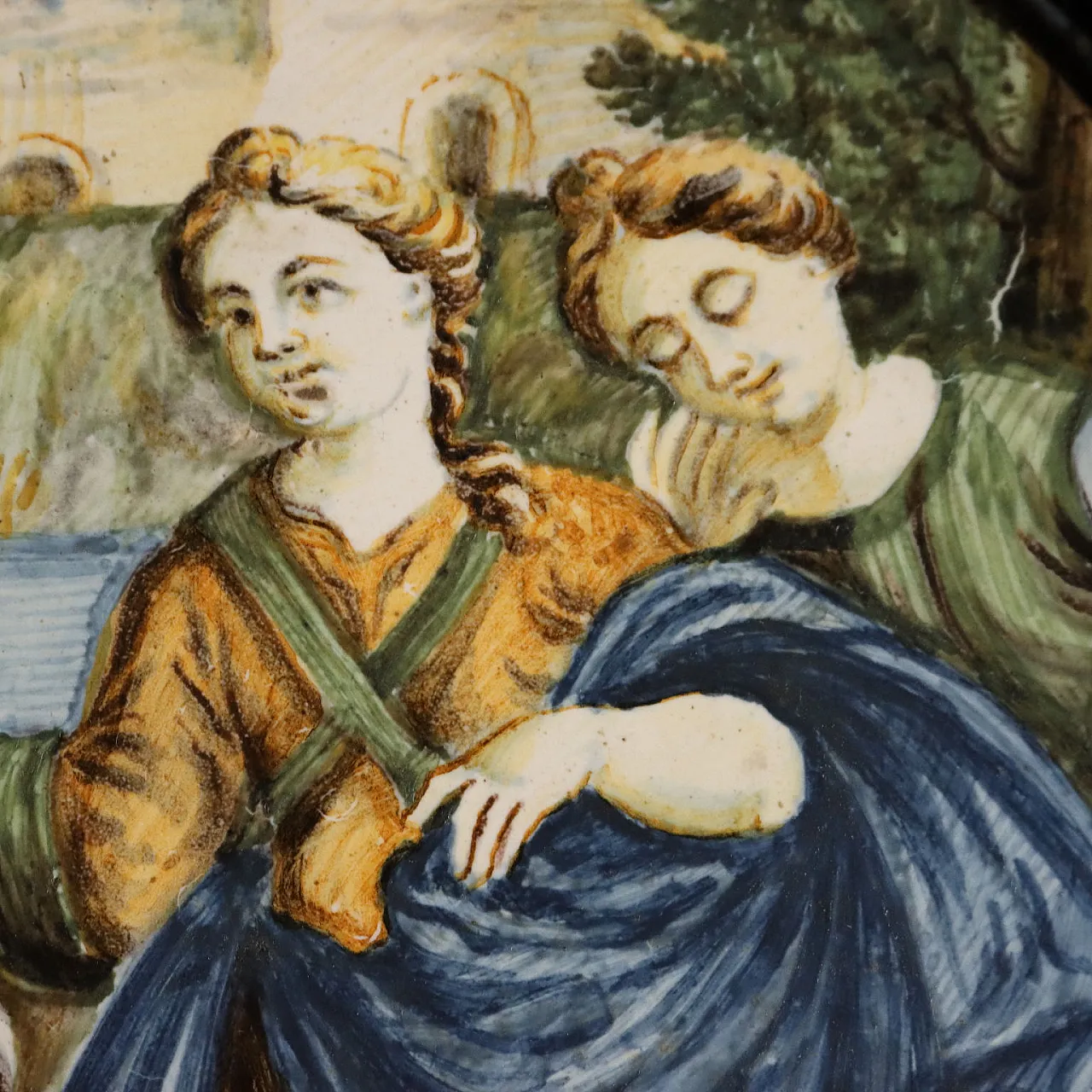 Moses Saved from the Waters in majolica, 19th century 4