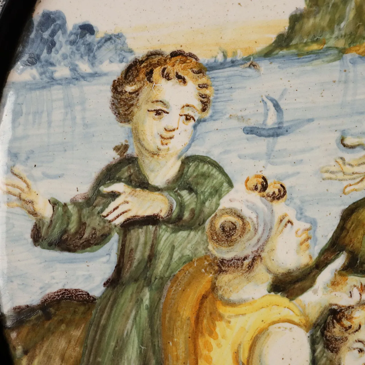 Moses Saved from the Waters in majolica, 19th century 5