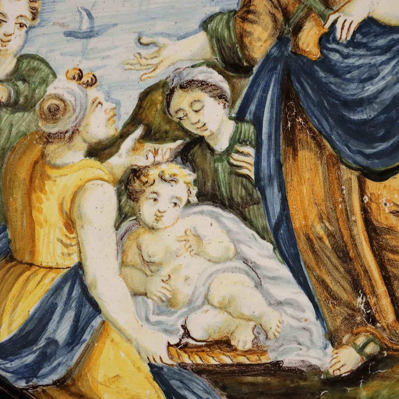Moses Saved from the Waters in majolica, 19th century 6