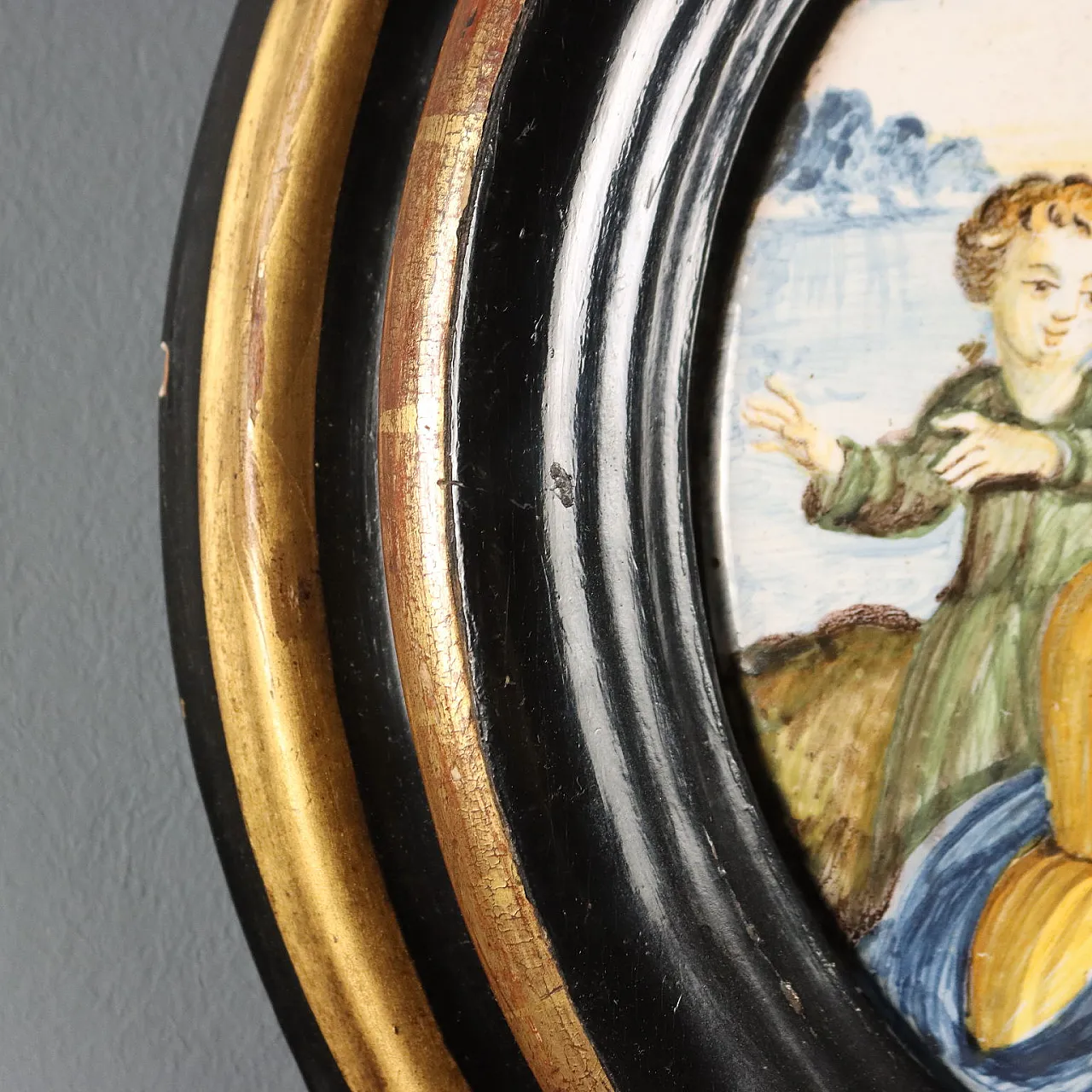 Moses Saved from the Waters in majolica, 19th century 7