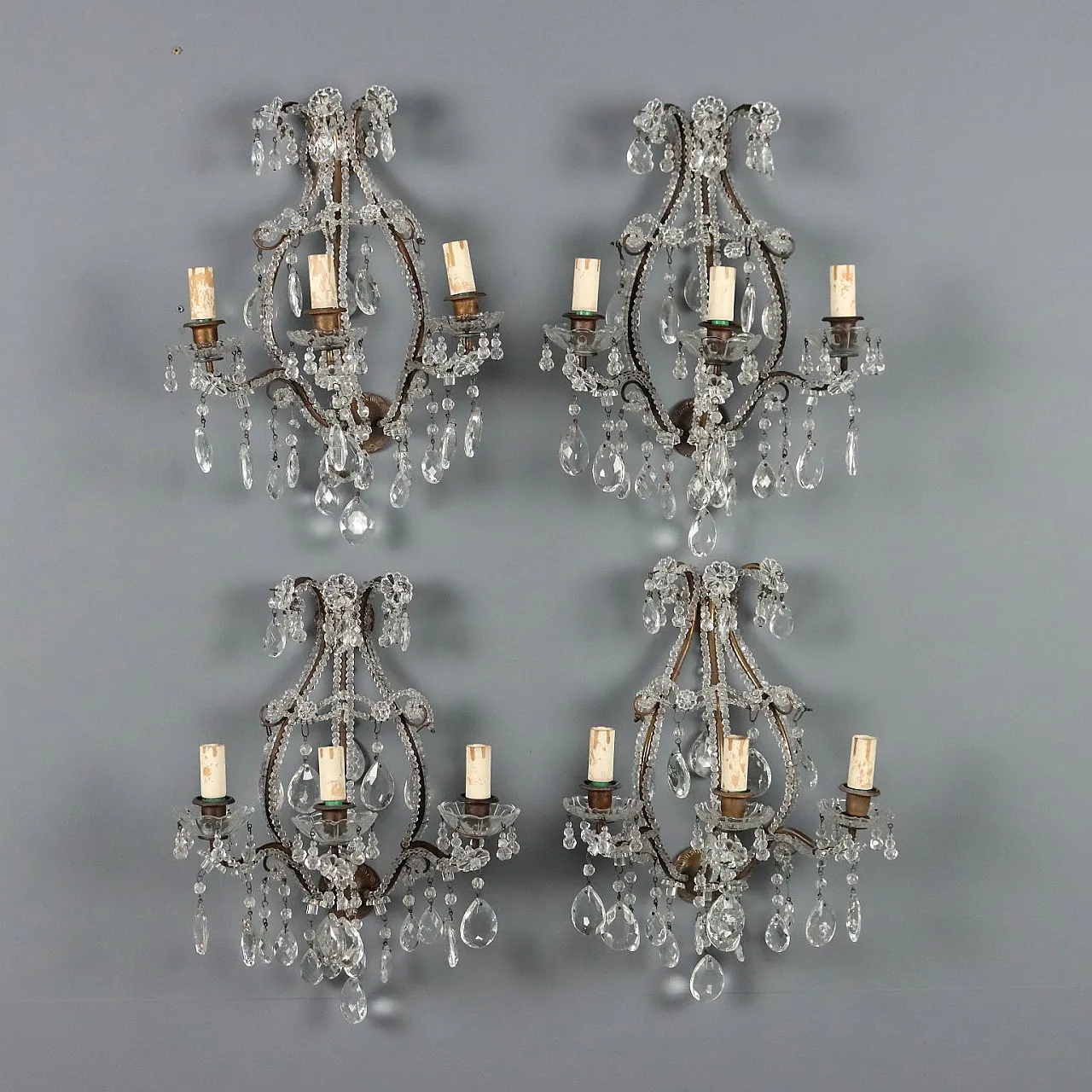 4 Appliques in metallo brunito e bronzo, primo '900 1