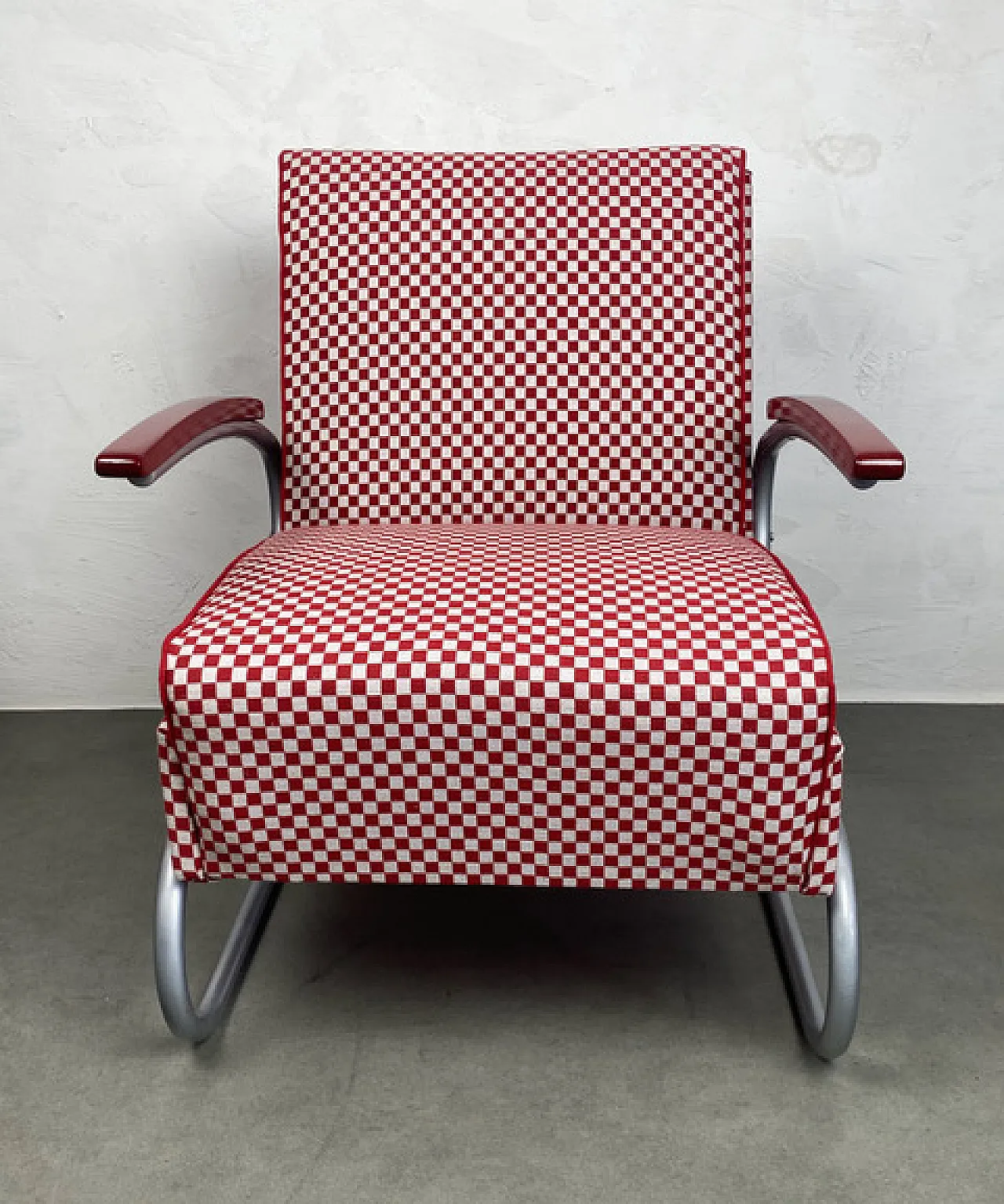 Thonet S-411 Armchair in Red & White, 1940s 2