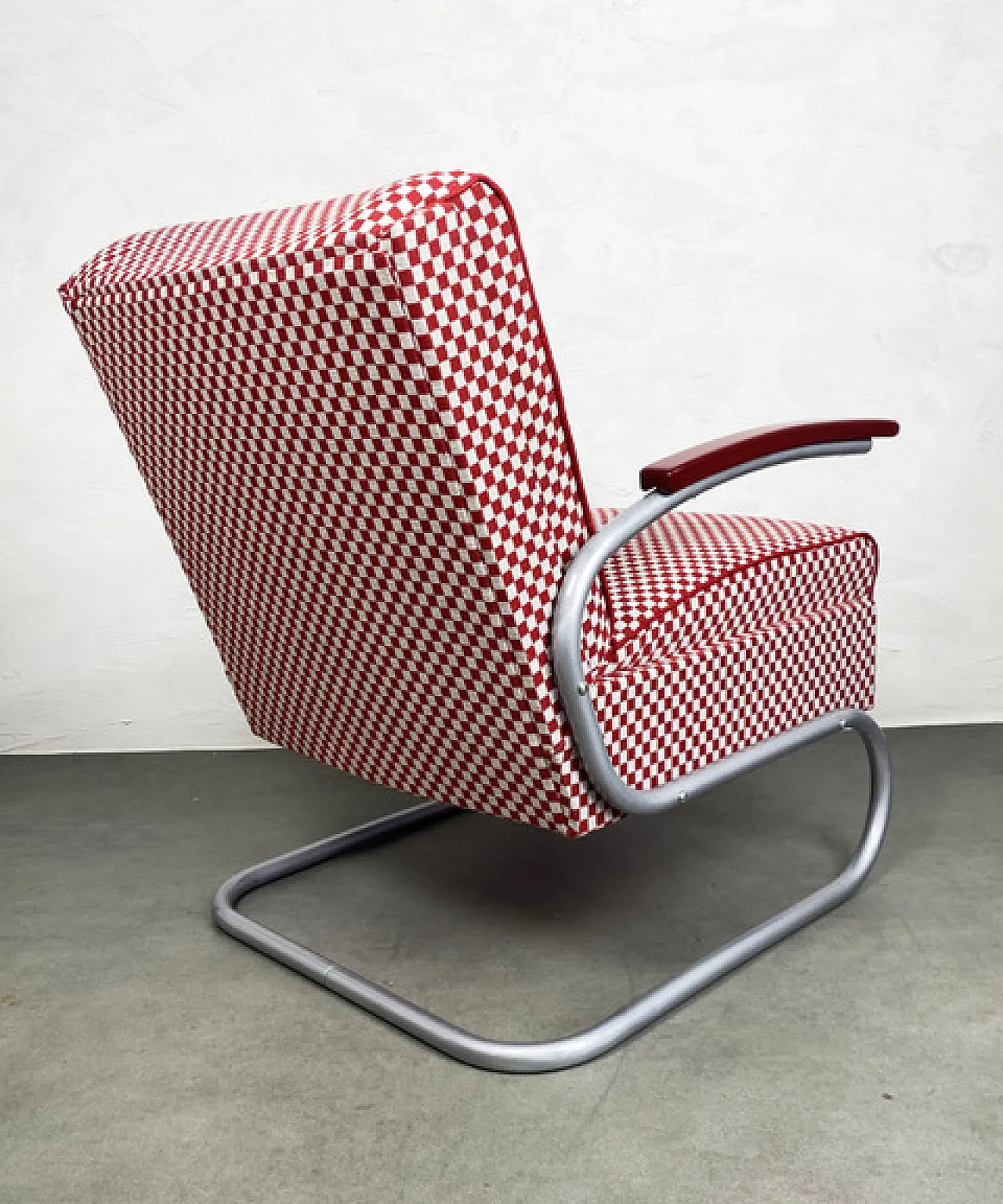 Thonet S-411 Armchair in Red & White, 1940s 4