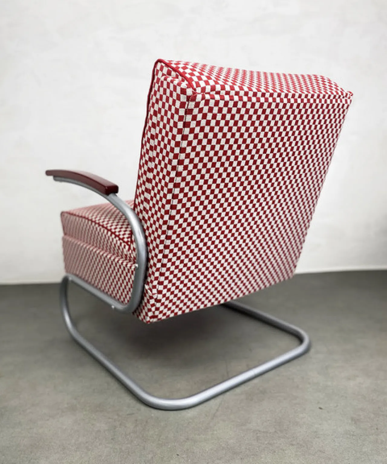 Thonet S-411 Armchair in Red & White, 1940s 5