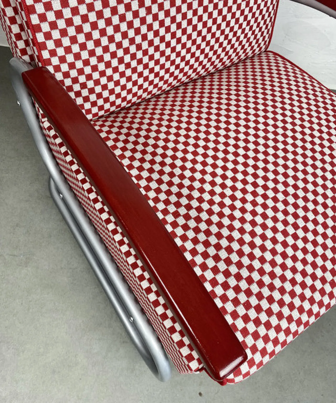 Thonet S-411 Armchair in Red & White, 1940s 10