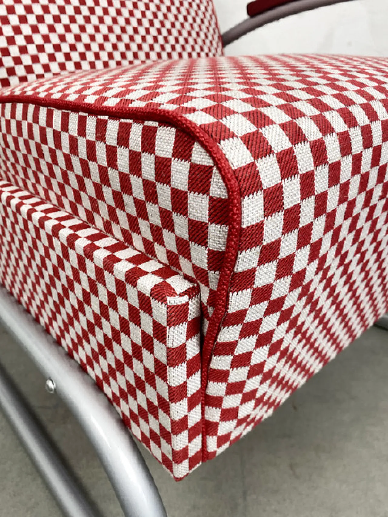 Thonet S-411 Armchair in Red & White, 1940s 12