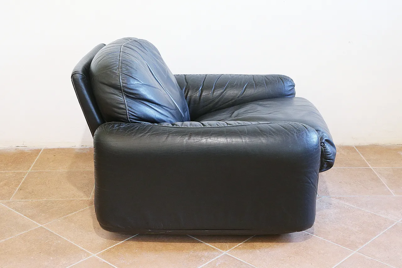 poltrona pelle nera Piumotto Busnelli Arrigo Arrigoni anni 70 9
