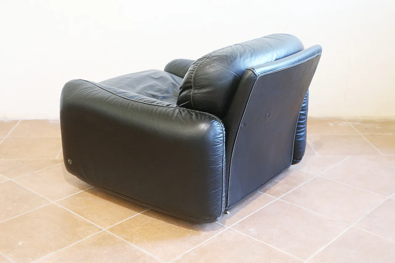 poltrona pelle nera Piumotto Busnelli Arrigo Arrigoni anni 70 13
