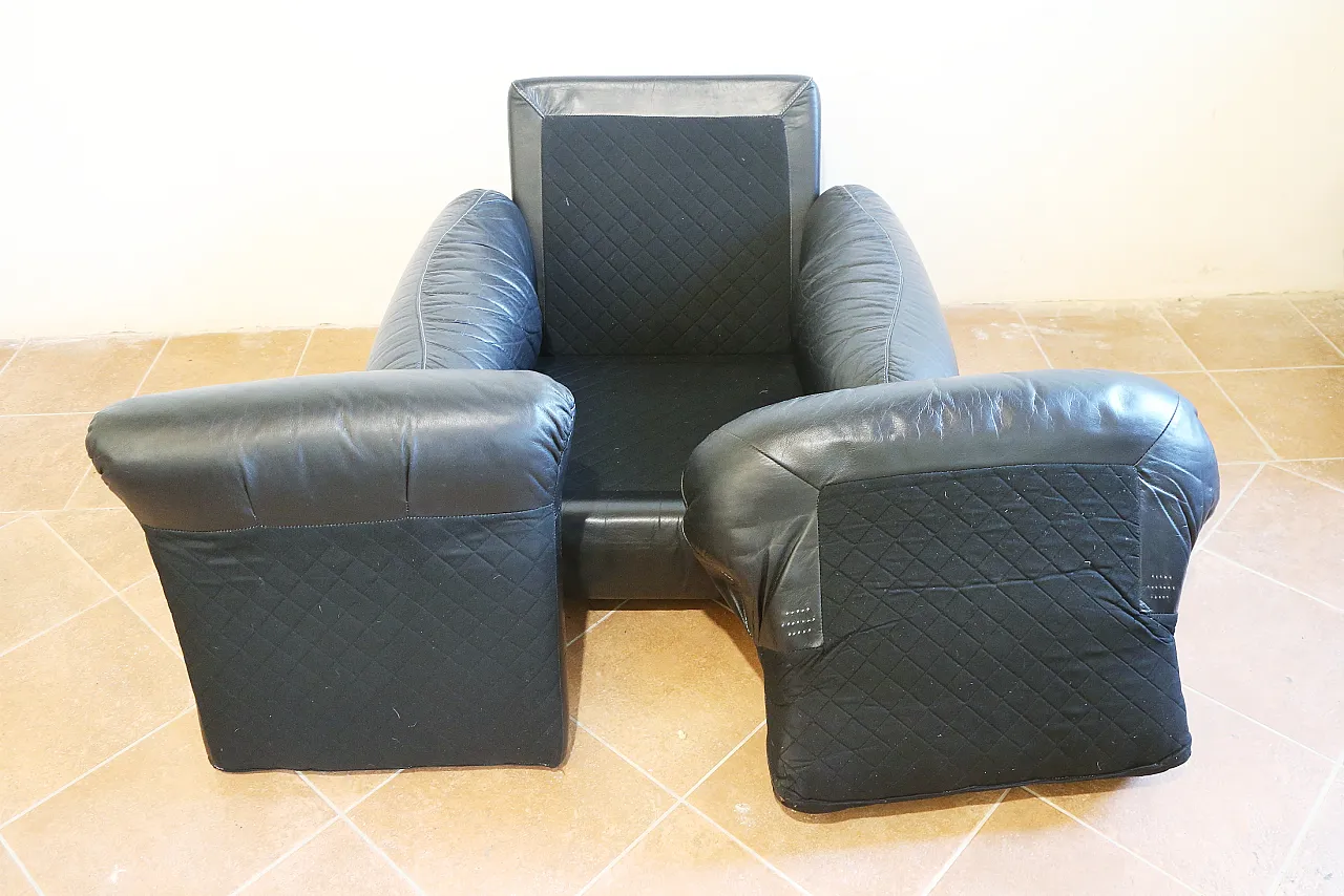poltrona pelle nera Piumotto Busnelli Arrigo Arrigoni anni 70 17