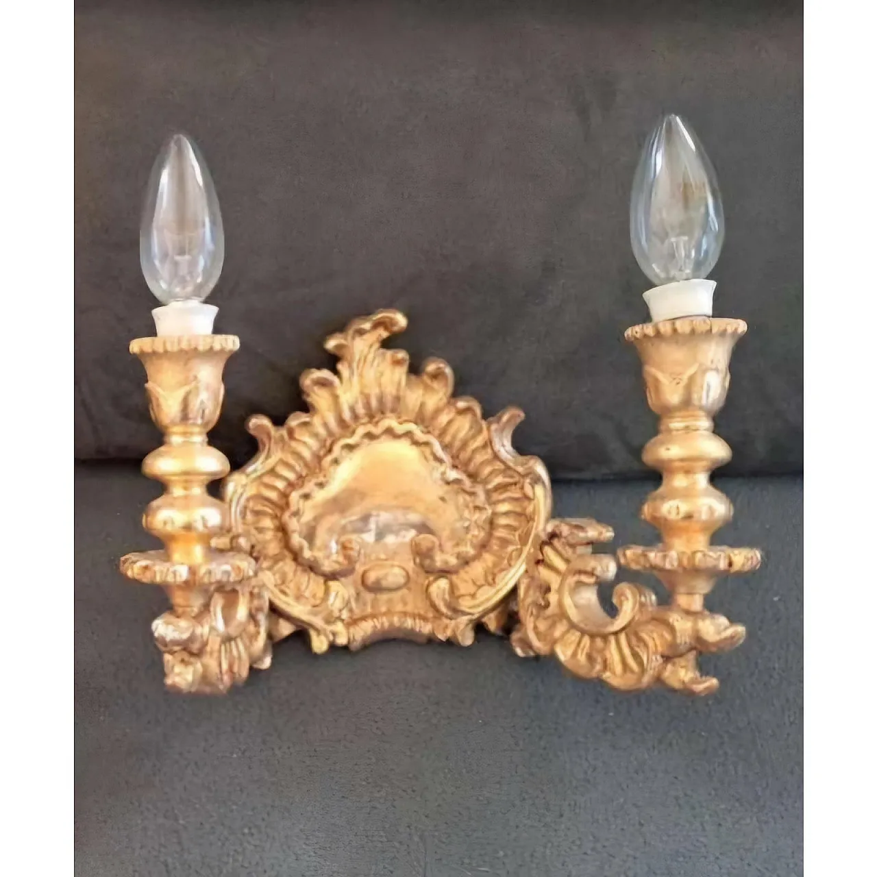Pair of Baroque Revival Giltwood Wall Sconces, c.1900 5