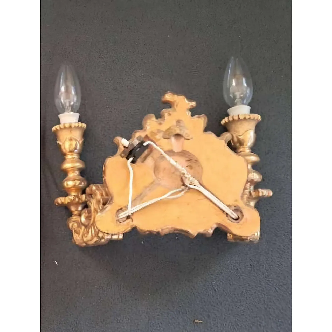 Pair of Baroque Revival Giltwood Wall Sconces, c.1900 9