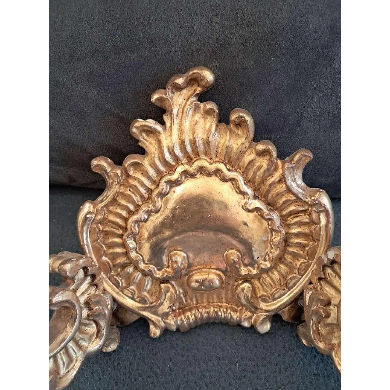 Pair of Baroque Revival Giltwood Wall Sconces, c.1900 12
