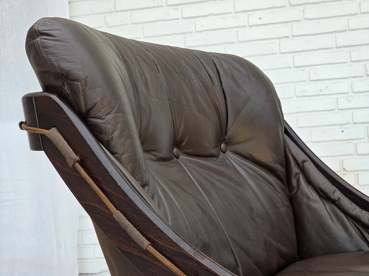 Anni '70, design svedese di Åke Fribytter, poltrona, mobili in pelle. 4