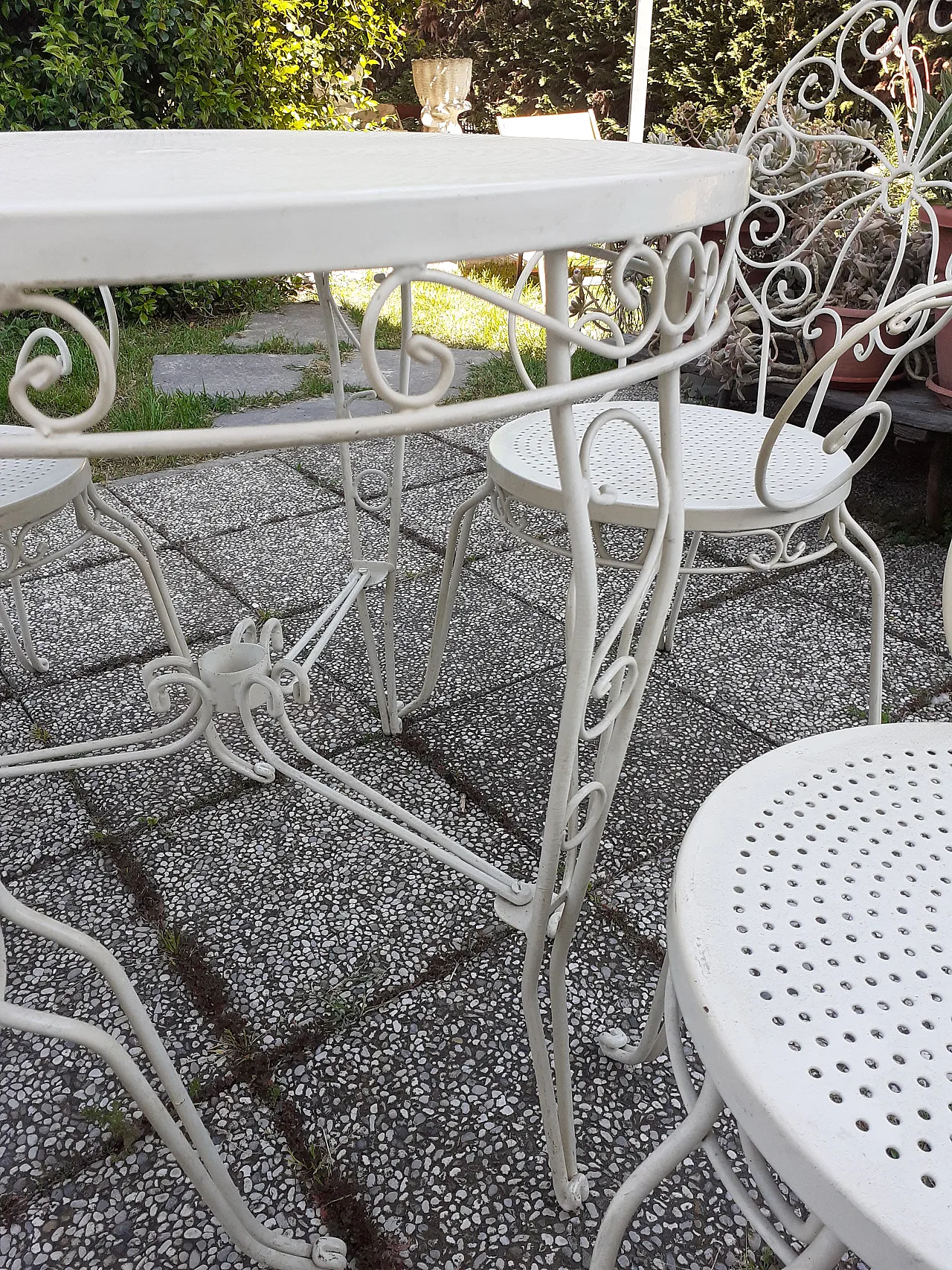 Tavolo da giardino in ferro con 4 sedie, anni '60 4