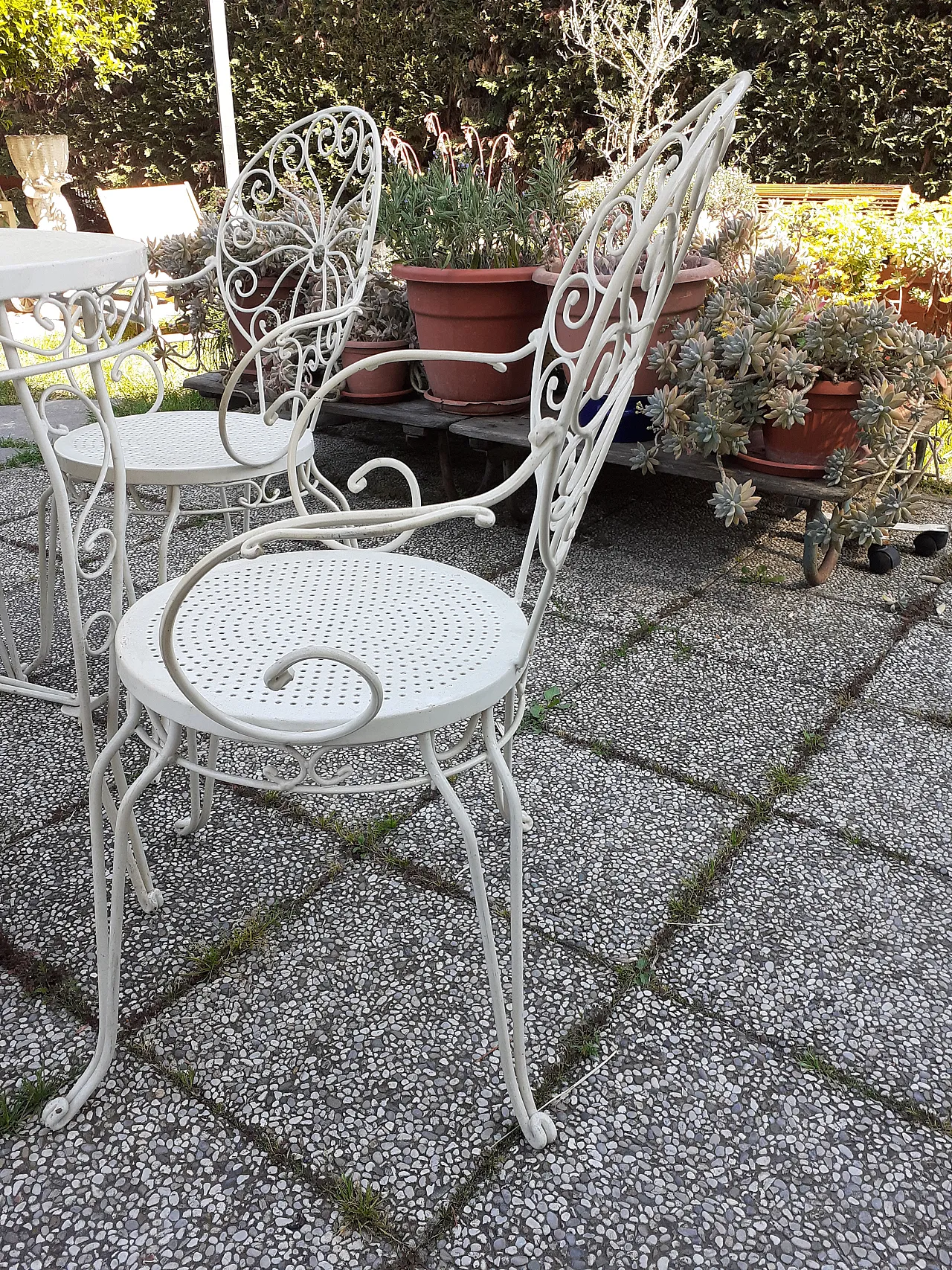 Tavolo da giardino in ferro con 4 sedie, anni '60 5