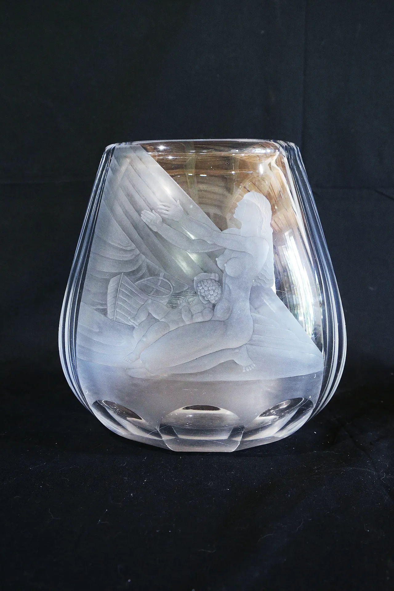 Orrefors glasbruk Simon Gate vaso cristallo inciso maternità nudo 2
