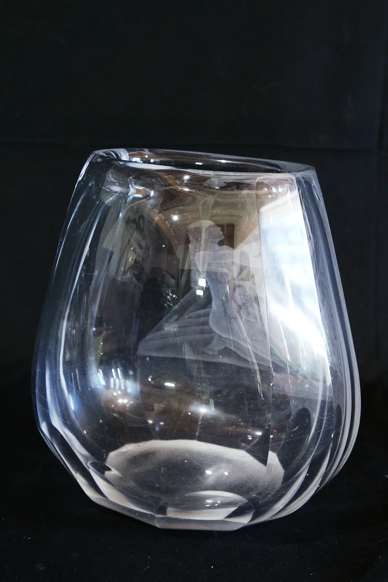 Orrefors glasbruk Simon Gate vaso cristallo inciso maternità nudo 10