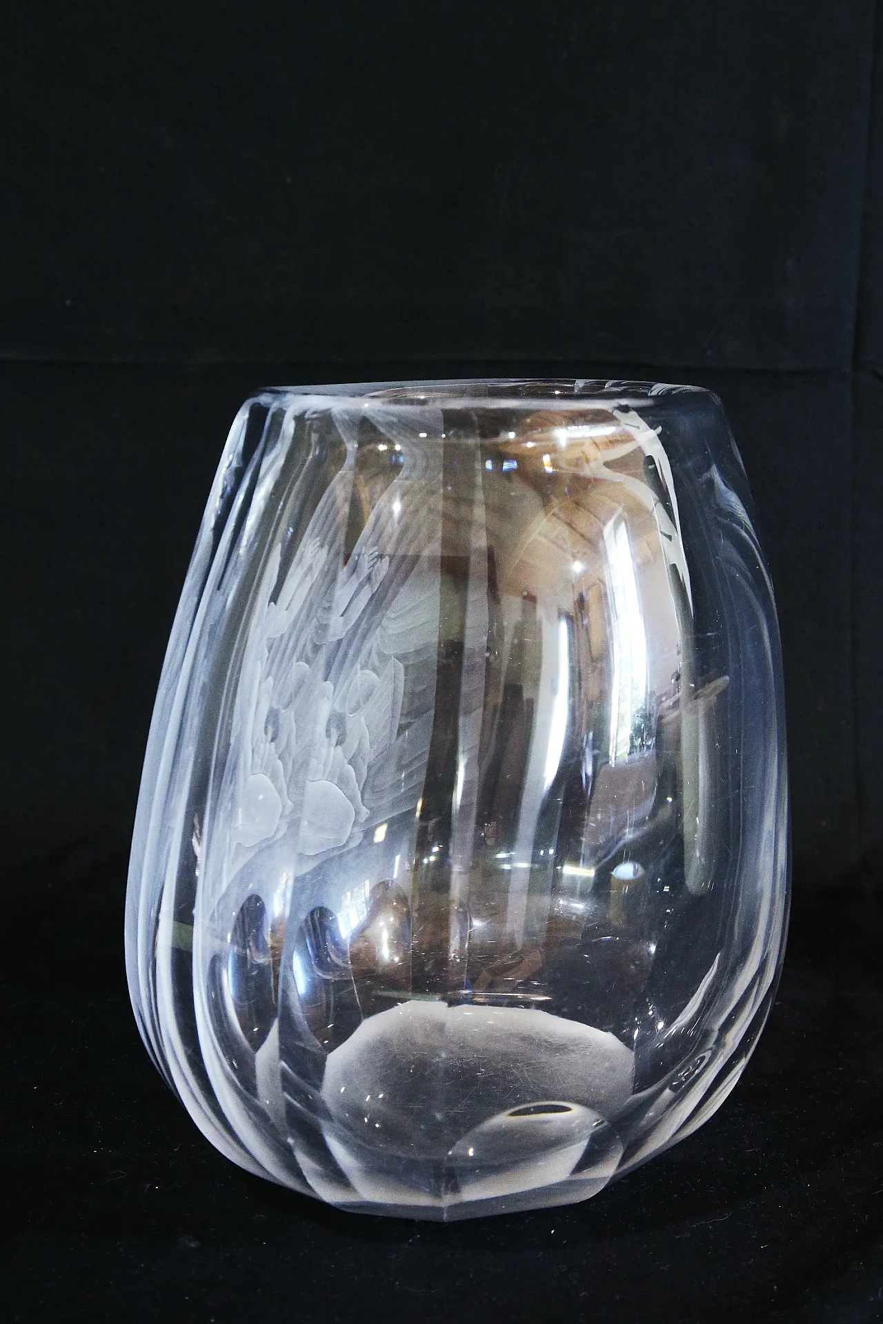 Orrefors glasbruk Simon Gate vaso cristallo inciso maternità nudo 12