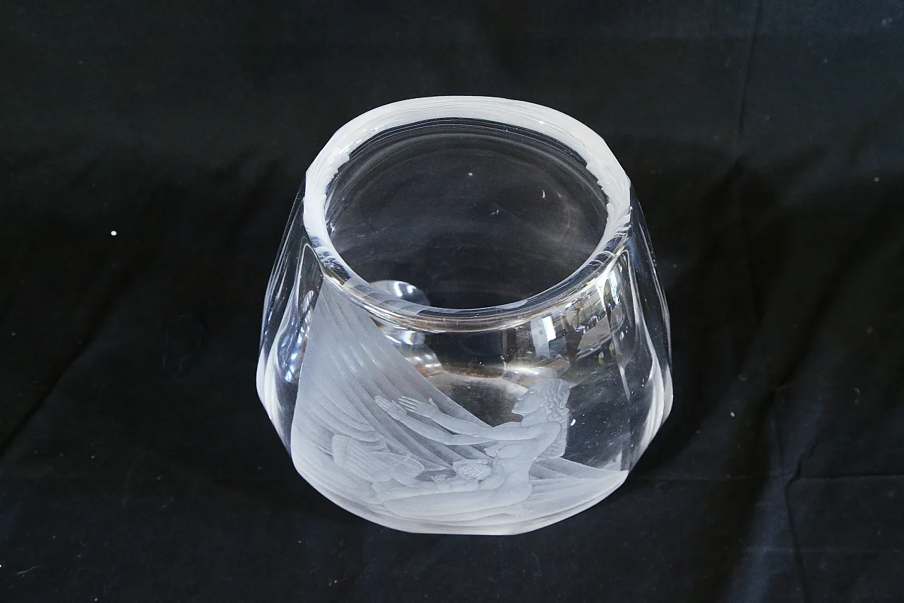 Orrefors glasbruk Simon Gate vaso cristallo inciso maternità nudo 15