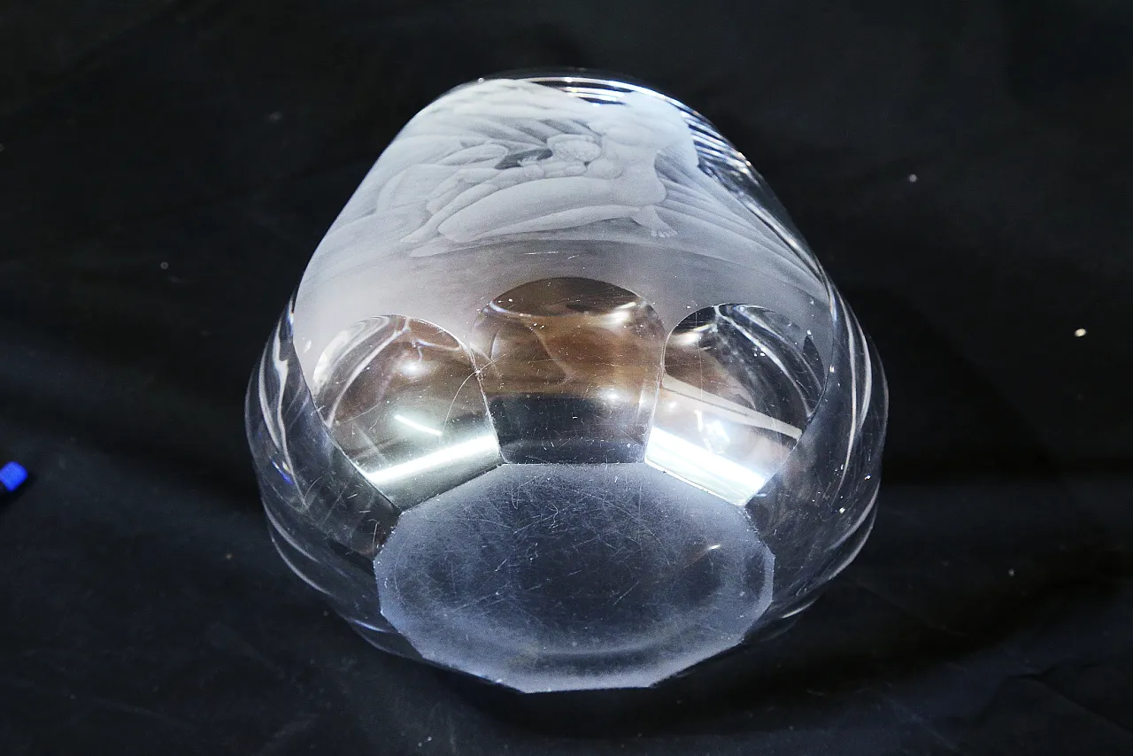 Orrefors glasbruk Simon Gate vaso cristallo inciso maternità nudo 23