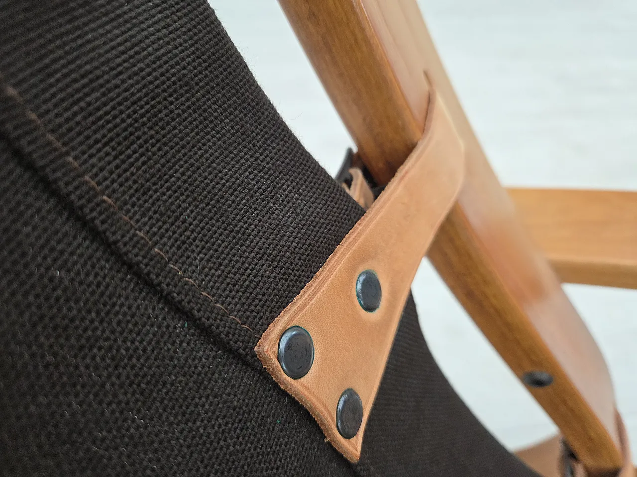 Anni '70, poltrona danese Komfort, pelle d'arredo, legno curvato. 7