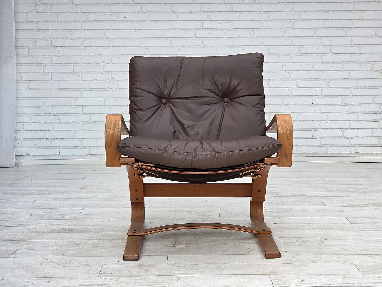 Anni '70, poltrona danese Komfort, pelle d'arredo, legno curvato. 8