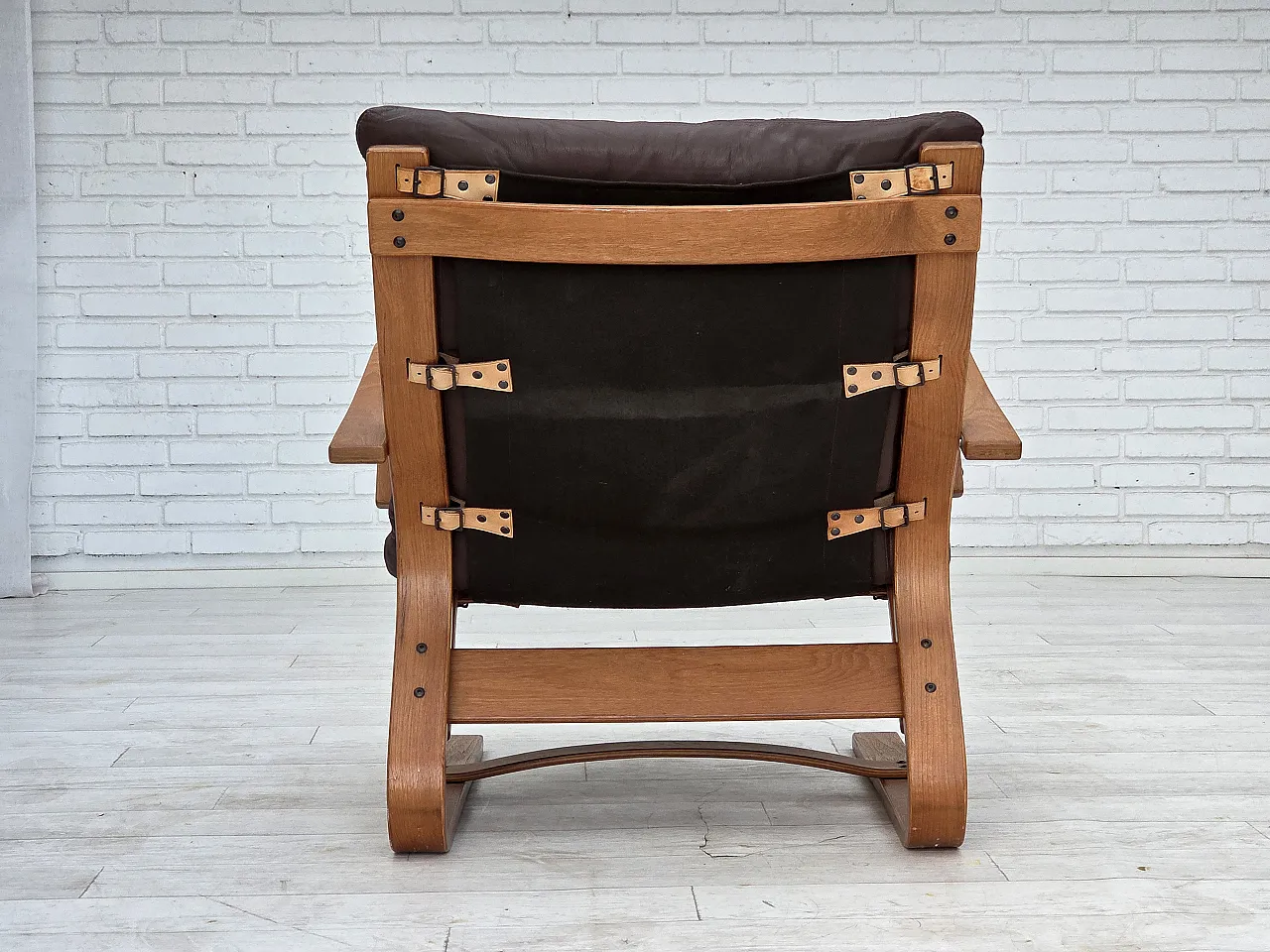 Anni '70, poltrona danese Komfort, pelle d'arredo, legno curvato. 14