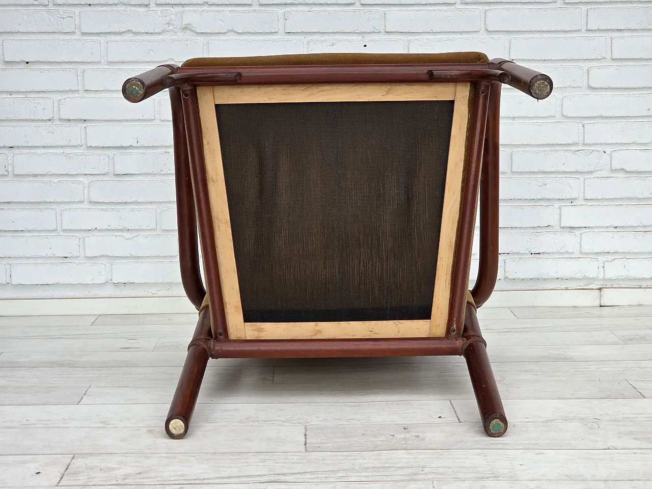 Anni '70, set di poltrone da caffè danesi, rattan, tessuto nabuk. 18