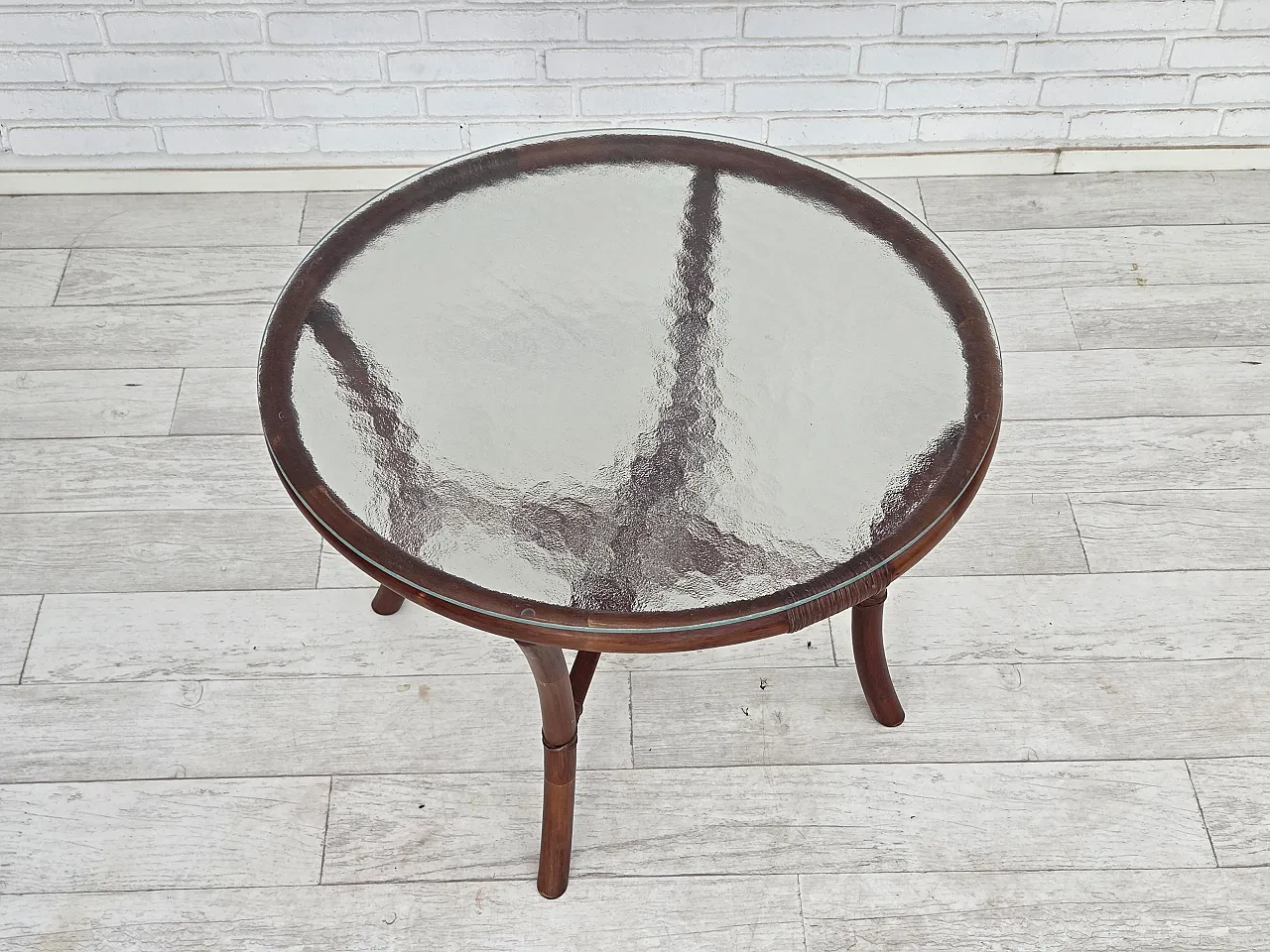 Anni '70, set di poltrone da caffè danesi, rattan, tessuto nabuk. 22