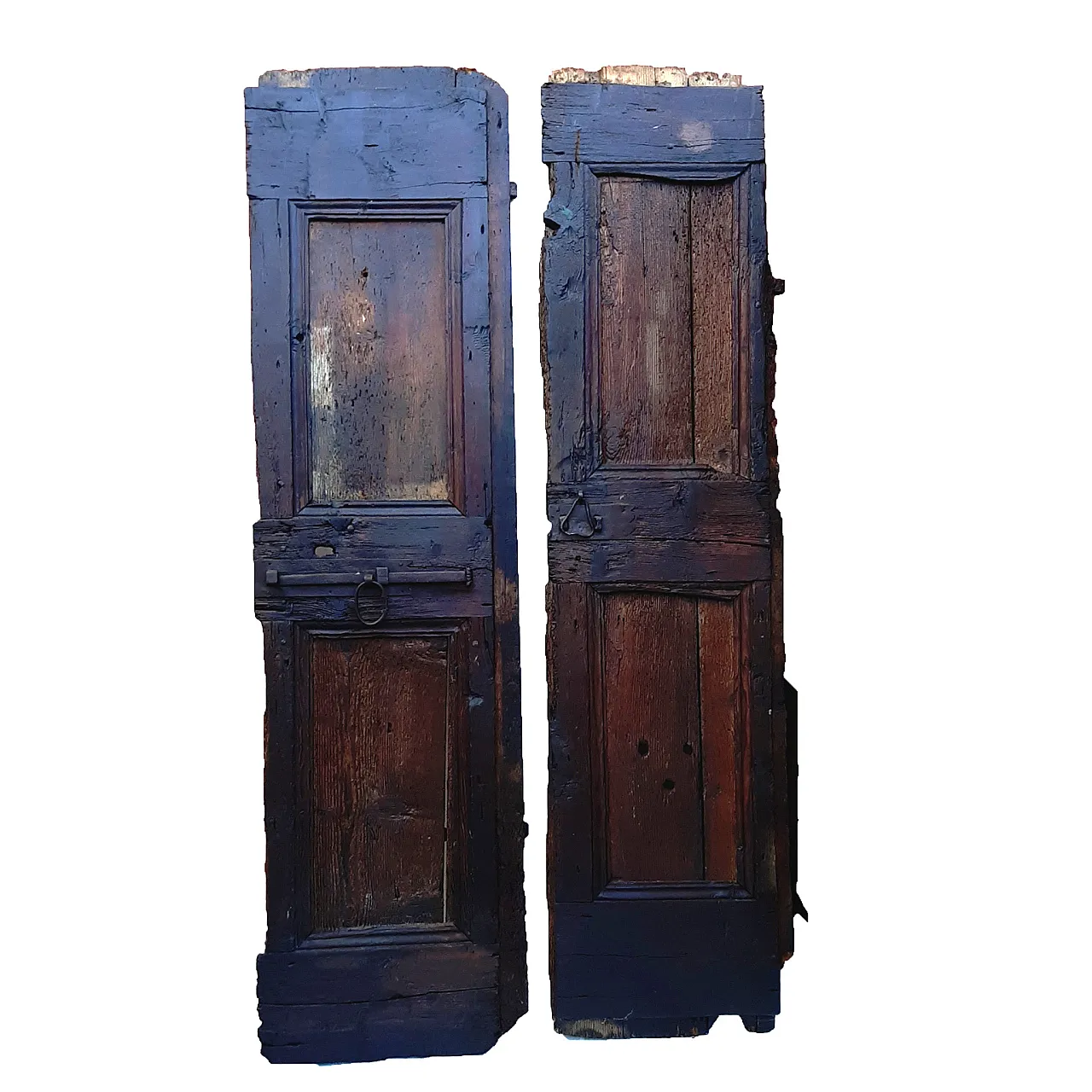 Pair of antique doors in solid wood, early 20th century 1