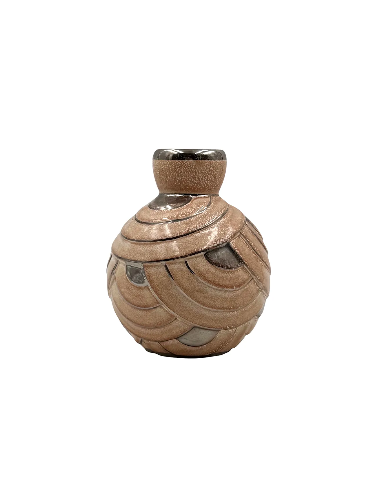 Art Deco style pink and silver ceramic vase, Italy, 1930s 6