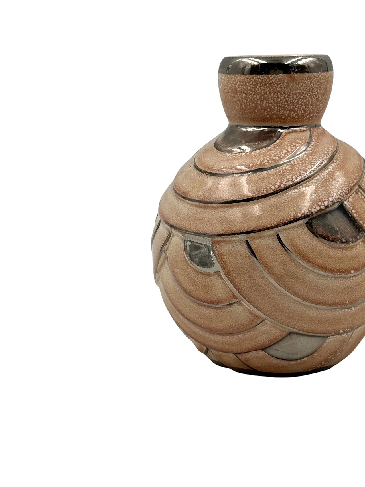 Art Deco style pink and silver ceramic vase, Italy, 1930s 9