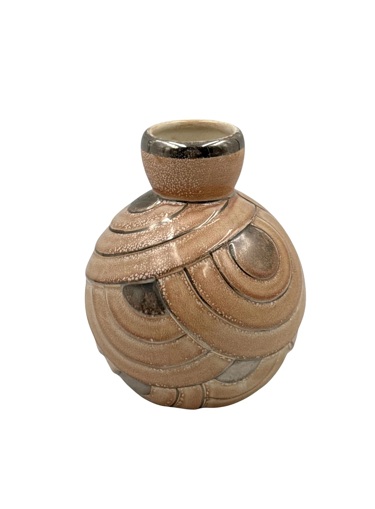 Art Deco style pink and silver ceramic vase, Italy, 1930s 11