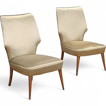 Pair of armchairs in beech wood, 1950s