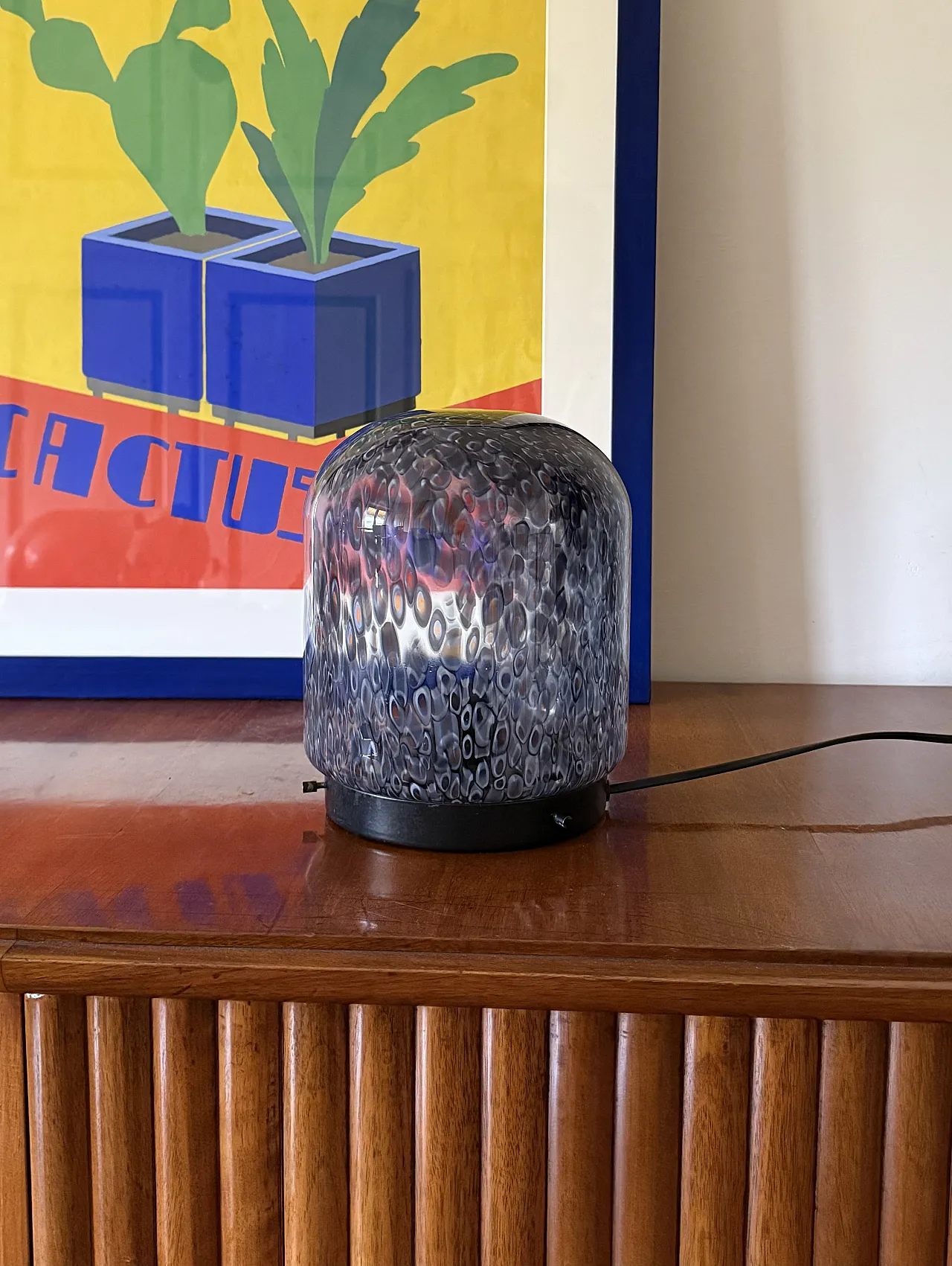 Murrine glass lamp mod. Neverrino, Vistosi 1980 2